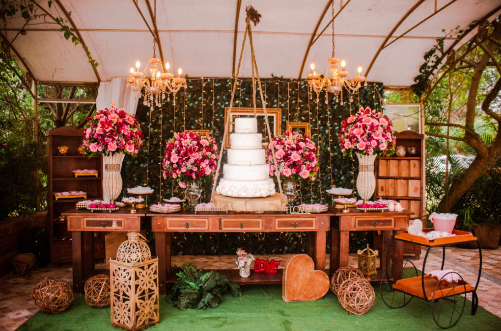 Vintage Rustic-Style Wedding Dessert Backdrop Set